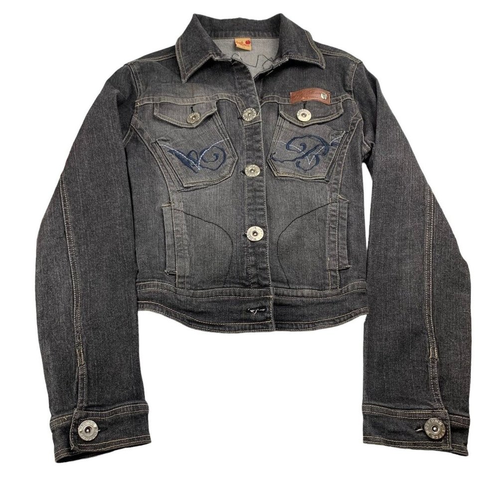 VTG Y2K Apple Bottom Jeans Junior Girls Embellished Denim Jacket Size 3XL